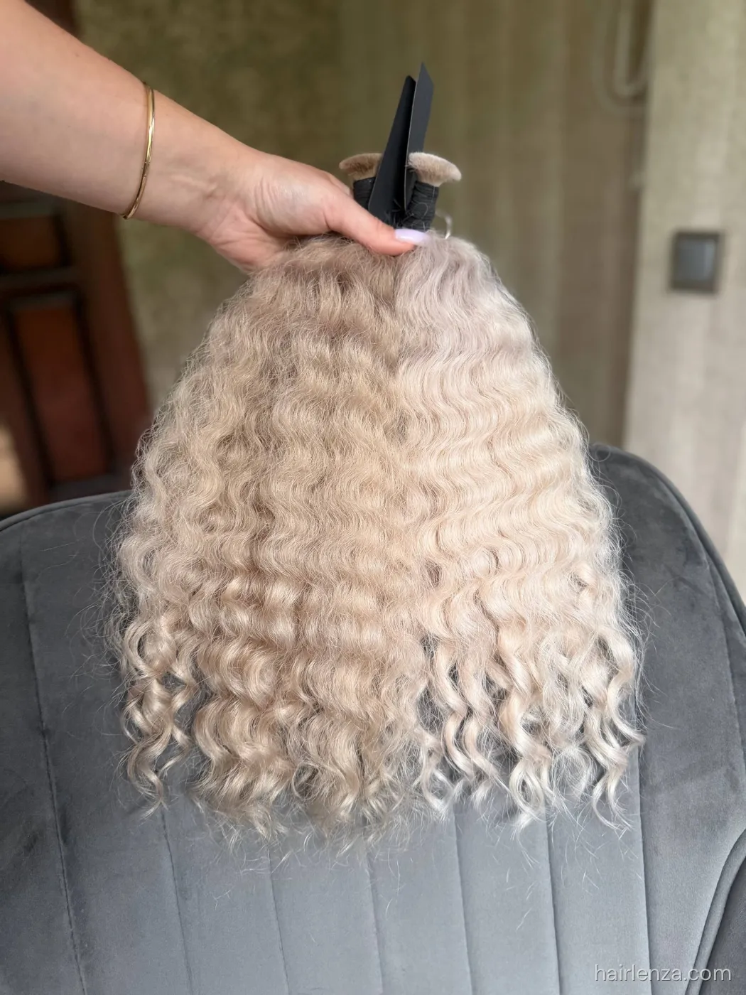 Curly natural hair, 17.5" (44 cm), 155 g — #LO115