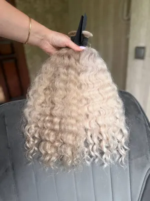 Curly natural hair, 17.5" (44 cm), 155 g — #LO115