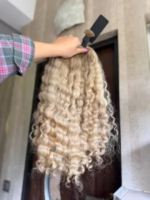 Curly natural hair, 21.5" (55 cm), 112 g — #LO208