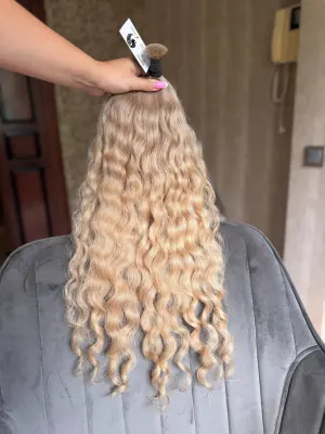 Curly natural hair, 23.5" (60 cm), 115 g — #LO143