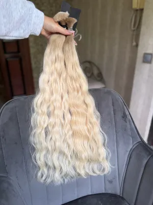 Wavy natural hair, 23.5" (60 cm), 176 g — #DK10 — photo 2
