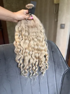 Curly natural hair, 17.5" (45 cm), 136 g — #LO74